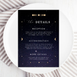 Cartão de Casamento Dourado Celestial Starry Moon 