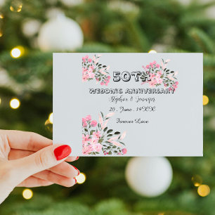 Cartão de casamento dourado de aniversário de 50 a