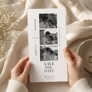 Cartão de casamento Editorial Photo Strip Save the