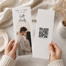 Cartão de casamento Elegant Arch QR Save the Date.