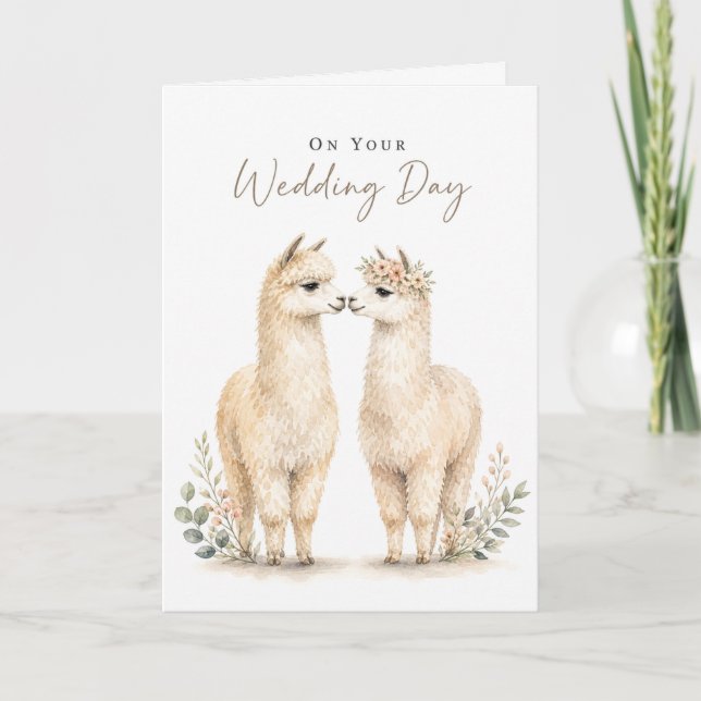 Cartão de Casamento Elegante de Alpaca (Frente)