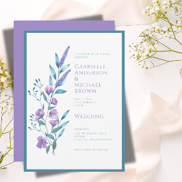 Cartão de Casamento Elegante em Verde Lavanda com