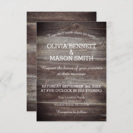 Cartão de Casamento Elegante Rustic Wood texturiza