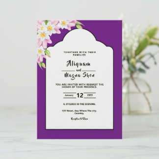 Cartão de casamento floral de luxo design