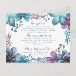 Cartão de casamento floral em aquarela azul empoei