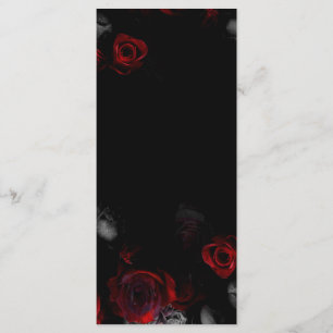 Cartão de Casamento Floral Vermelho e Preto-Vazio