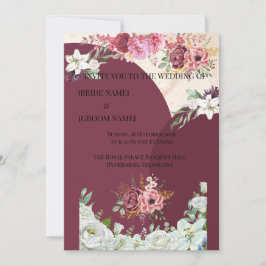 Cartão de Casamento Indiano com Borda Floral