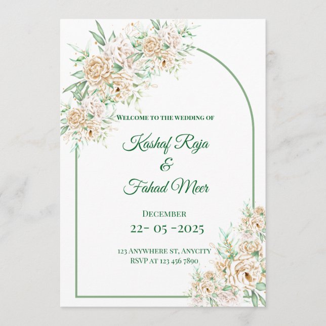 Cartão de casamento islâmico convidado por Nikkah (Frente)