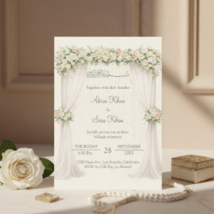 Cartão de Casamento Islâmico Nikkah Floral Minimal