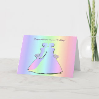 Cartão de casamento lésbico Pastel Pride para noiv