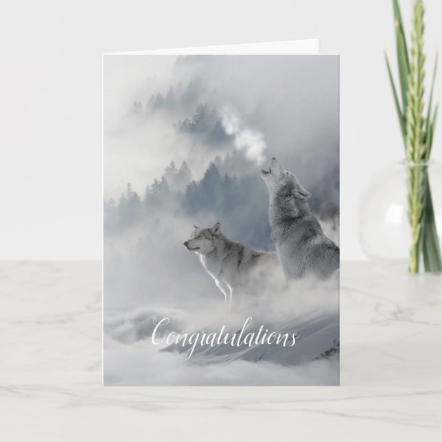 Cartão de Casamento Lobos Alma Gêmea Vertical (Frente)