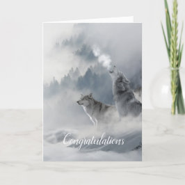 Cartão de Casamento Lobos Alma Gêmea Vertical