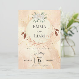 Cartão de Casamento Luxuoso Único – Dourado Person