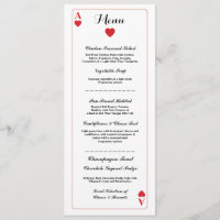 Cartão de Casamento Menu Jogo de Cartas Ás de Copa