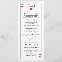 Cartão de Casamento Menu Jogo de Cartas Ás de Copa
