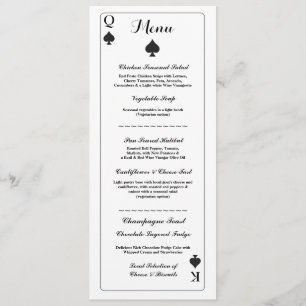 Cartão de Casamento Menu Recepção Cartas de Baralh