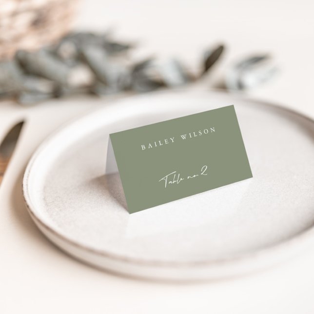 Cartão de Casamento Moderno Verde Simples Dusty (Criador carregado)