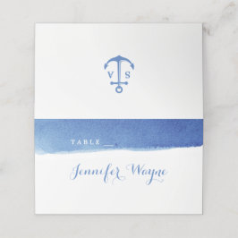 Cartão de casamento náutico de praia azul