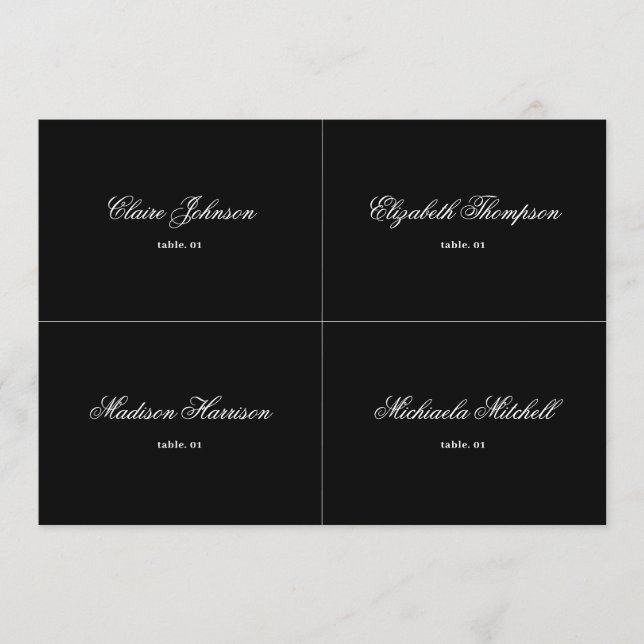 Cartão de Casamento Negro Elegante DIY (Frente)