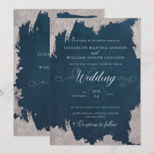 Cartão de casamento no inverno celestial da