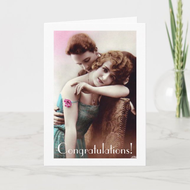 Cartão de Casamento ou Aniversário de Casal Vintag (Frente)