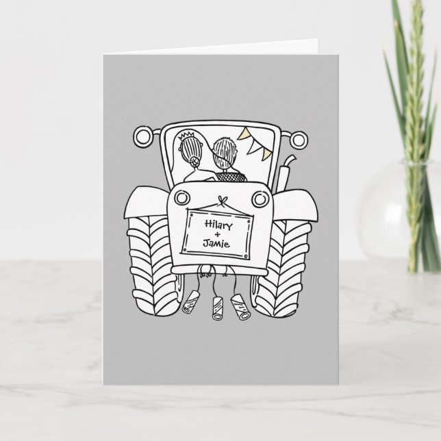Cartão de Casamento País do Trator (Frente)