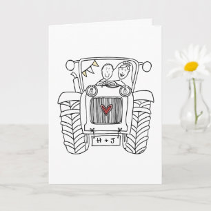 Cartão de Casamento País do Trator