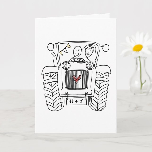 Cartão de Casamento País do Trator (Planta pequena)