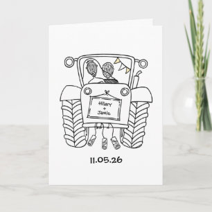Cartão de Casamento País Trator