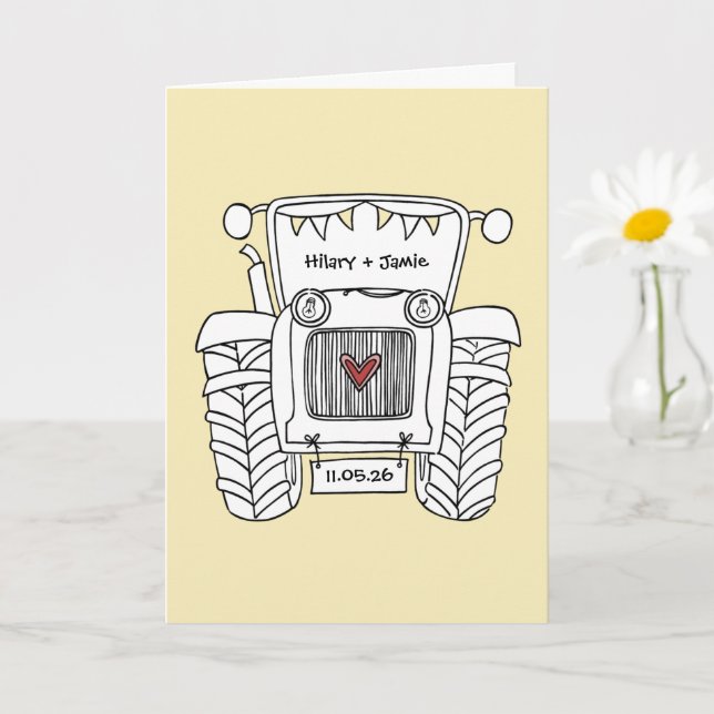 Cartão de Casamento País Trator (Planta pequena)