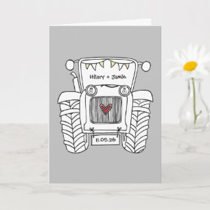 Cartão de Casamento País Trator