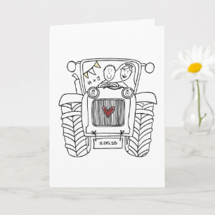 Cartão de Casamento País Trator