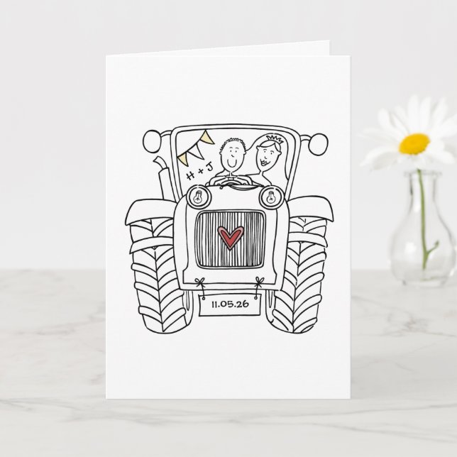 Cartão de Casamento País Trator (Planta pequena)