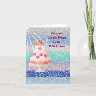Cartão de casamento para noiva e noiva com bolo