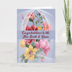 Cartão de Casamento para Nova Noiva e Noiva com Fl