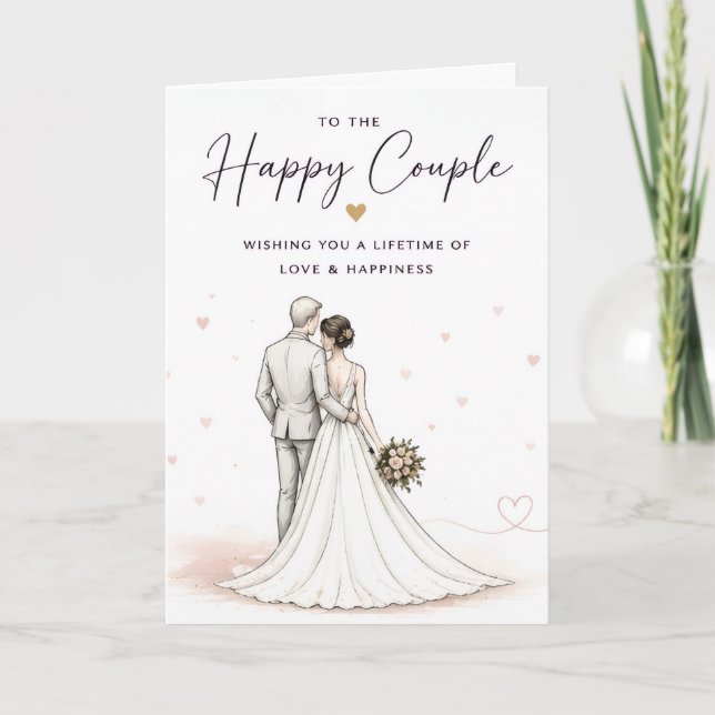 Cartão de casamento para o casal feliz (Frente)