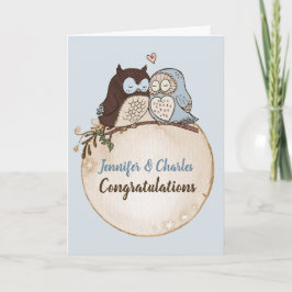Cartão de Casamento Personalizado com Corujas