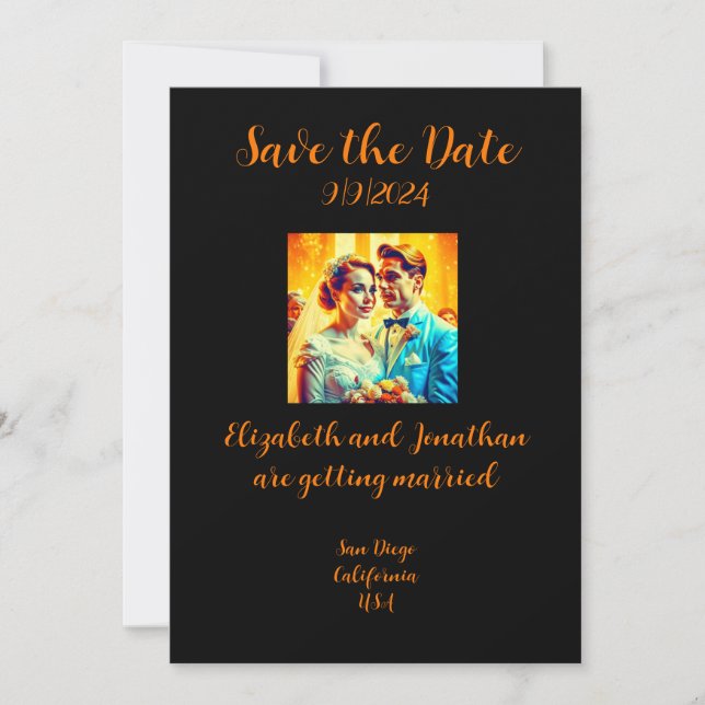 Cartão de casamento personalizado de data para sal (Frente)