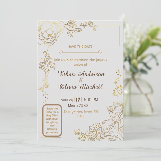 Cartão de Casamento Personalizável (Em pé/Frente)