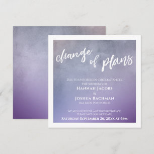 Cartão de Casamento Púrpura Adiado para Alteraç