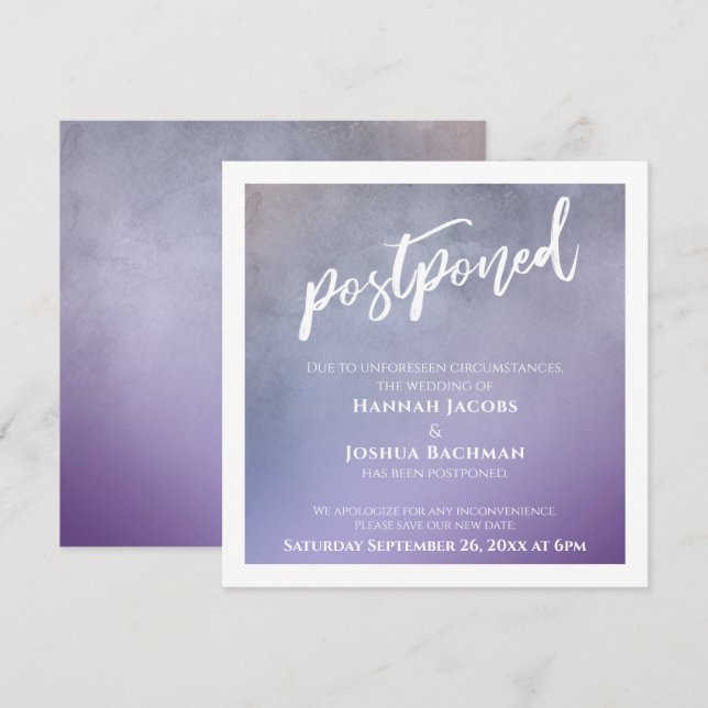 Cartão de Casamento Púrpura Texturizado Postado (Frente/Verso)