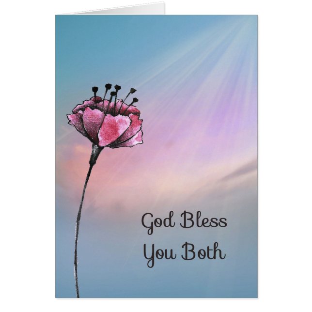 Cartão de Casamento Religioso com Flor (Frente)