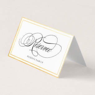 Cartão de Casamento Reservado Dourado para Caligra