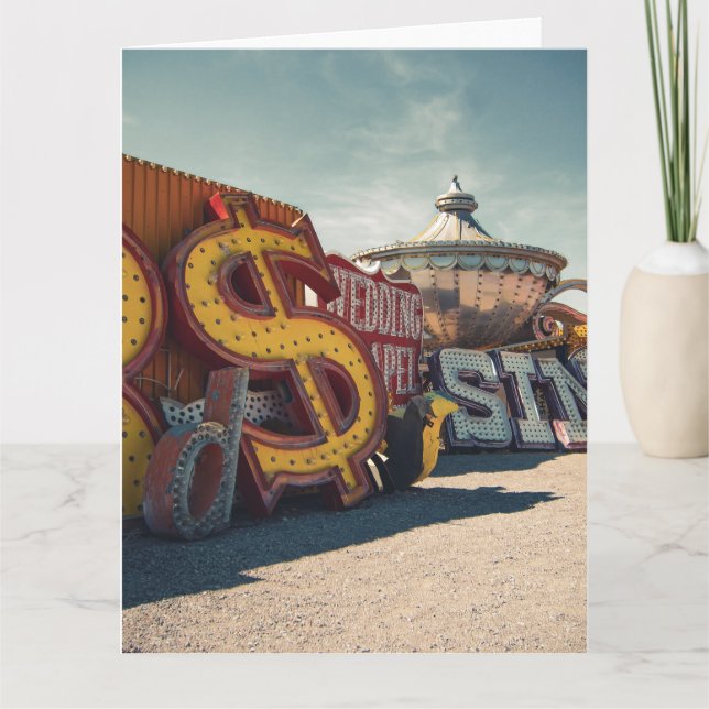 Cartão de Casamento Retro Casino de Las Vegas (Frente)