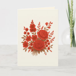 Cartão de Casamento Rosa Vermelha Elegante | Flora