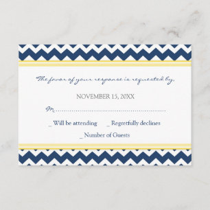 Cartão de Casamento RSVP de Chevron Azul Lemon