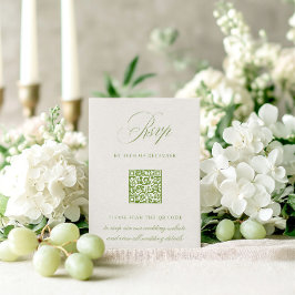 Cartão de Casamento RSVP de Código QR de Sage Gree