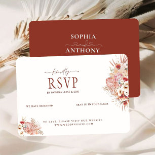 Cartão de Casamento RSVP de Código QR Floral de Wa