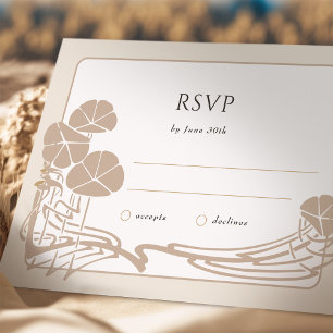 Cartão de Casamento RSVP de Creme Botânico