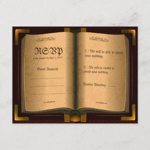 Cartão de Casamento RSVP do Livro de Couros da Ant